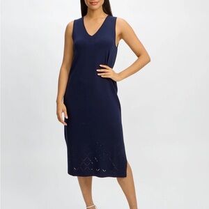 Emproved navy midi maxi dress eyelet Chic Sleeveless Navy Maxi Dress